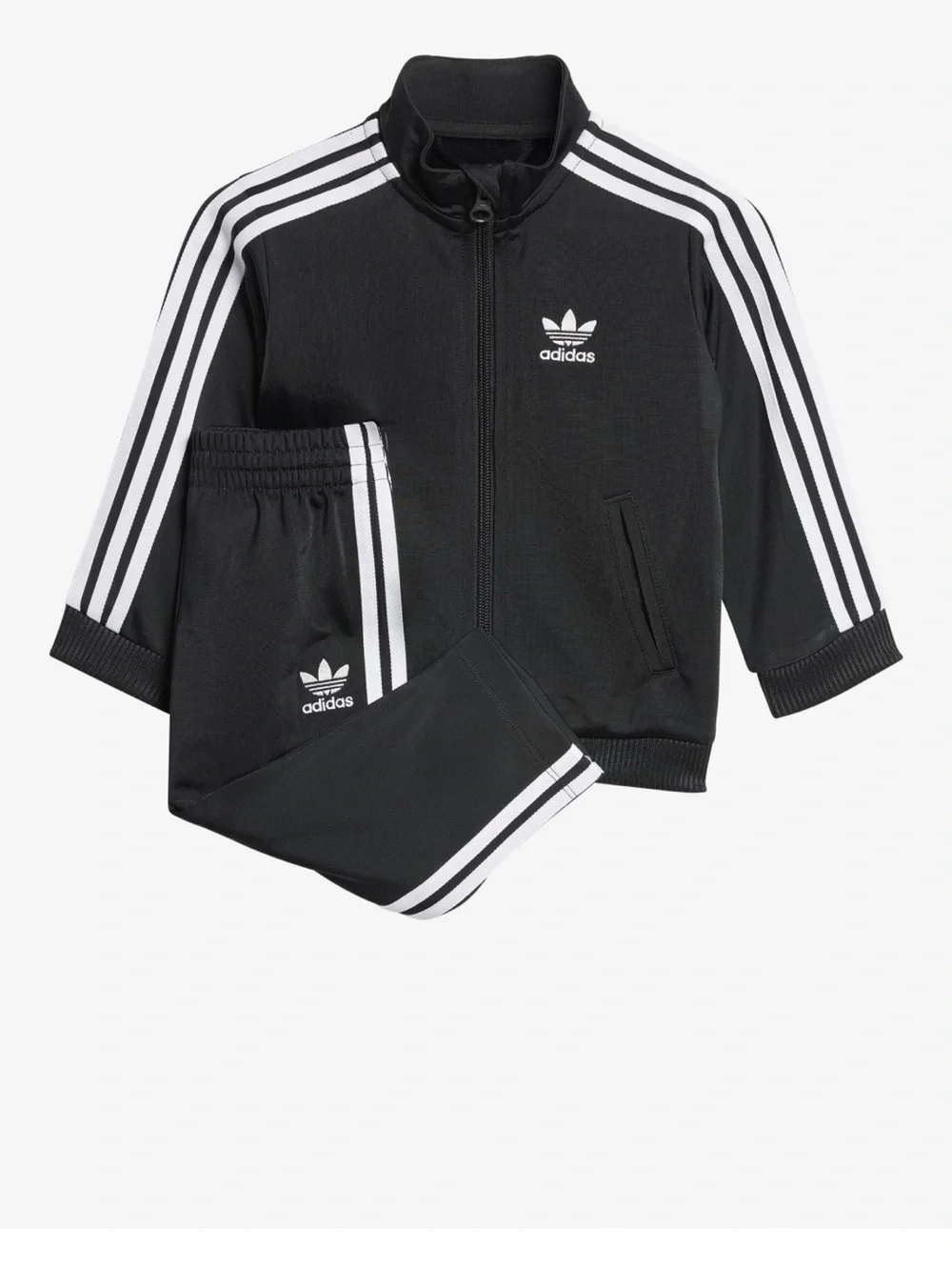 adidas Black and White Three-Stripe Tracksuit Set
